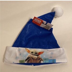 Disney Star Wars NWT Yoda Mandalorian Holiday Hat Collectible Blue White OS